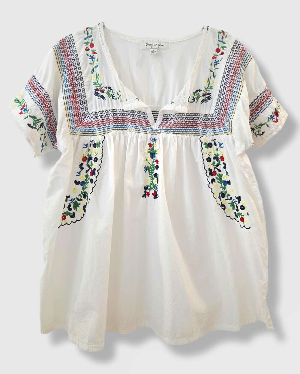 Vintage Jennifer & Grace blouse Made in India | Fits S‑M |  Boho romantic